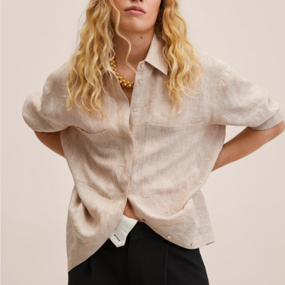 Mango linen oversized shirt